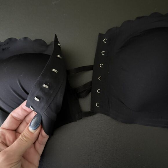 Seamless Strapless Front Closure Bra With Wave Edge Design, Casual Style -Large - Picture 7 of 7